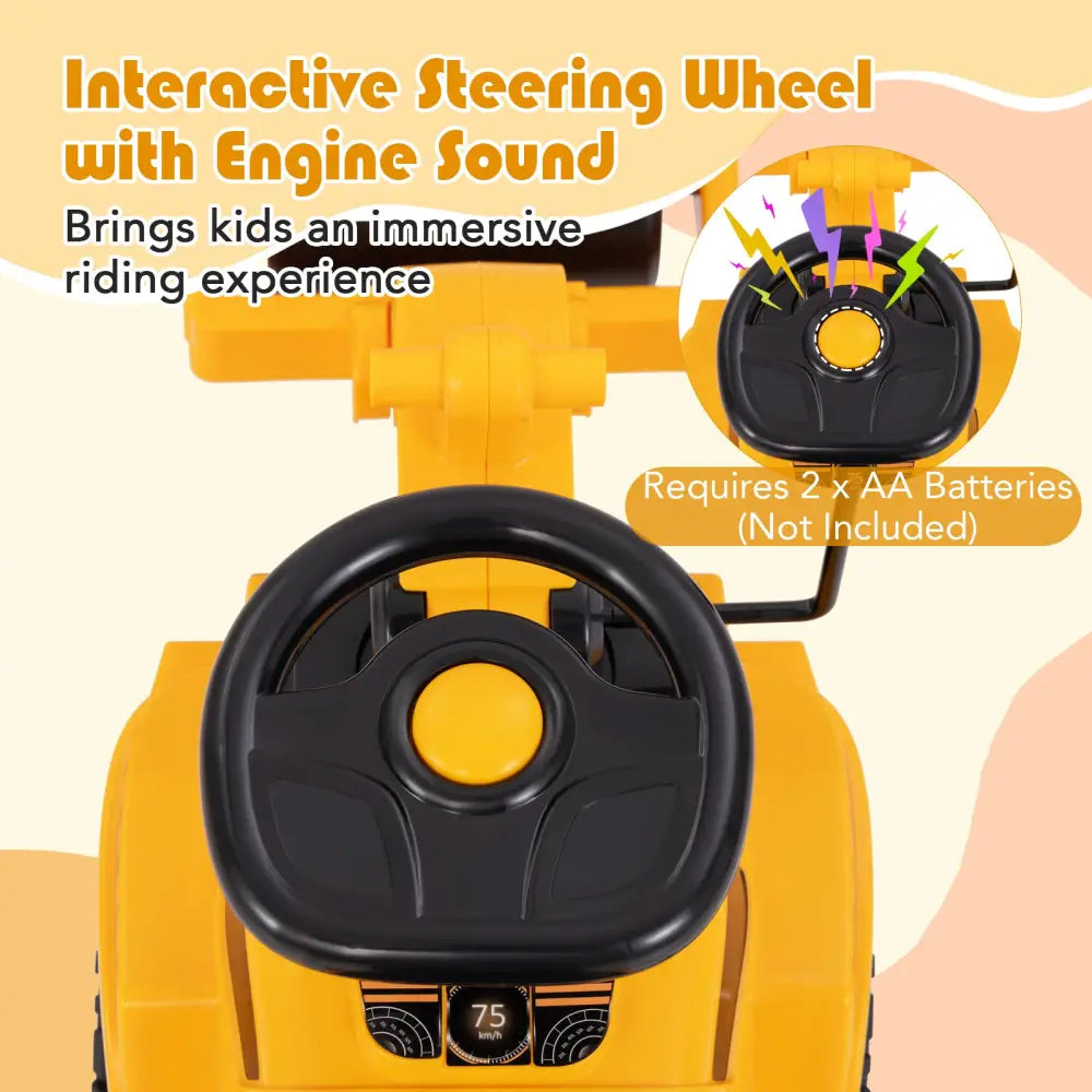 Toddler Ride on Car with Adjustable Roller and Under-Seat Storage-Yellow - Yellow - Push & Pedal Ride On Toys