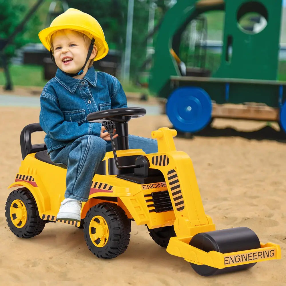 Toddler Ride on Car with Adjustable Roller and Under-Seat Storage-Yellow - Yellow - Push & Pedal Ride On Toys