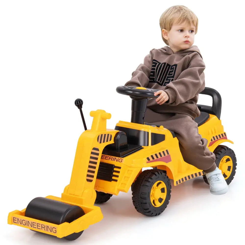 Toddler Ride on Car with Adjustable Roller and Under-Seat Storage-Yellow - Yellow - Push & Pedal Ride On Toys
