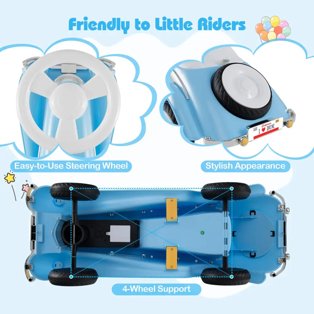 Toddler Ride on Toy Classic Sliding Car with Horn and LED Headlight-Blue - Blue - Push & Pedal Ride On Toys