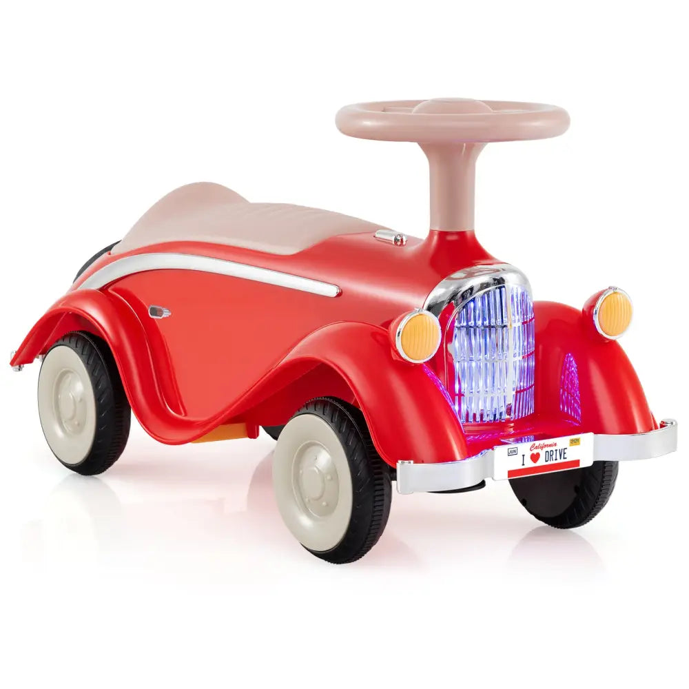 Toddler Ride on Toy Classic Sliding Car with Horn and LED Headlight-Red - Red - Push & Pedal Ride On Toys