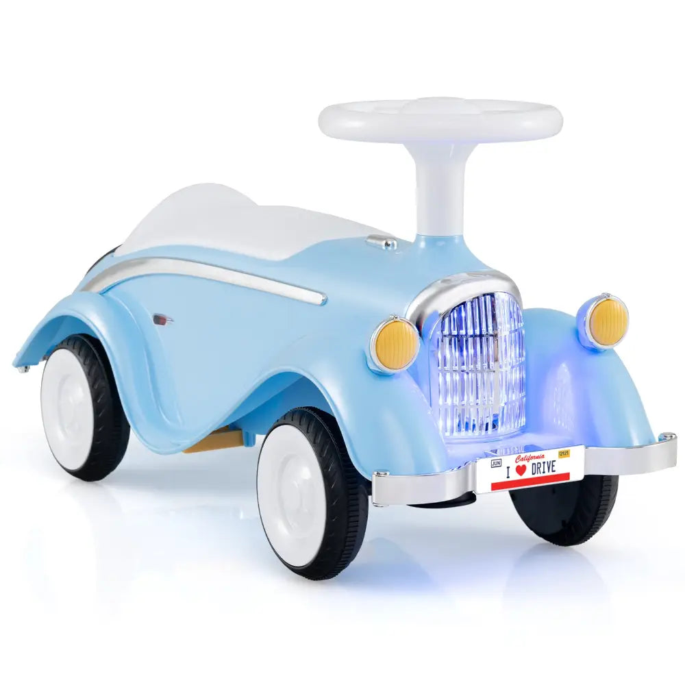 Toddler Ride on Toy Classic Sliding Car with Horn and LED Headlight-Blue - Blue - Push & Pedal Ride On Toys