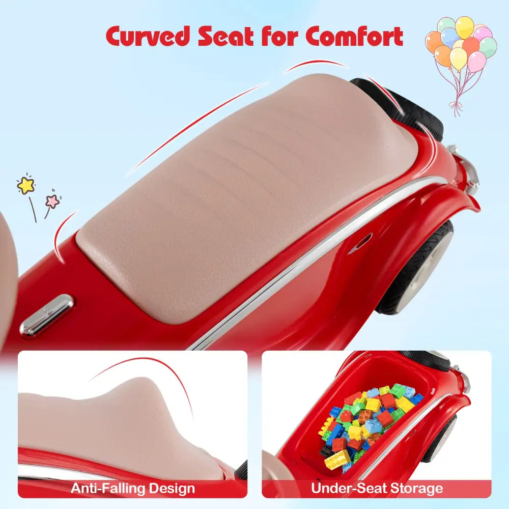 Toddler Ride on Toy Classic Sliding Car with Horn and LED Headlight-Red - Red - Push & Pedal Ride On Toys
