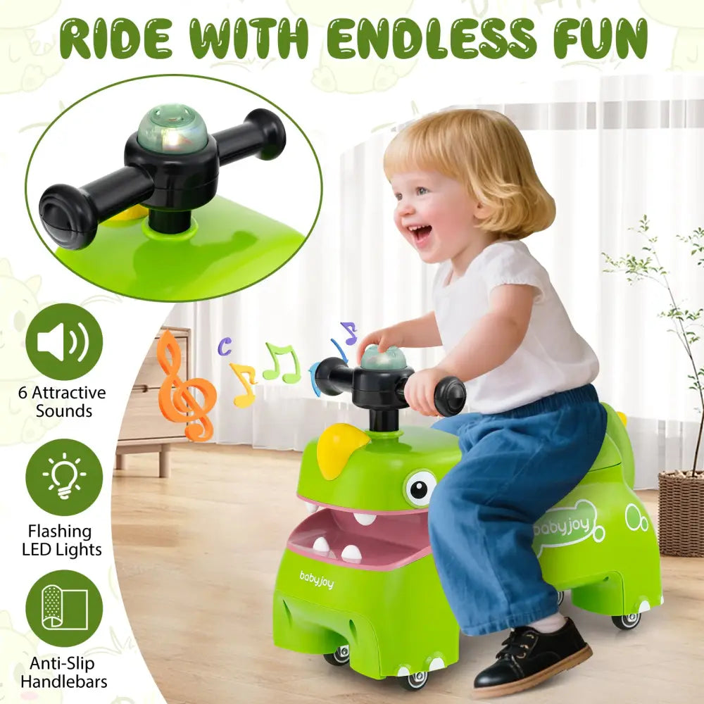 Toddler Ride on Toy Walking Sliding Car with Lights and Music-Green - Green - Push & Pedal Ride On Toys
