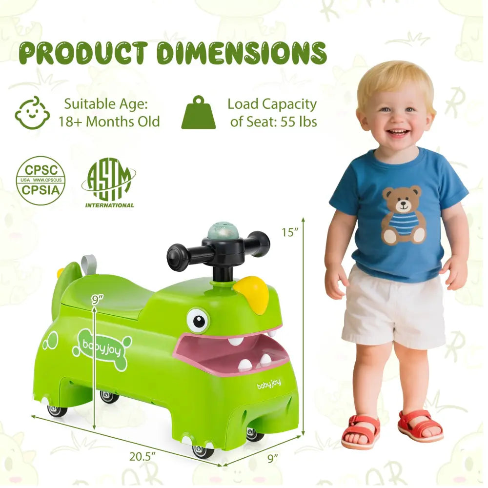 Toddler Ride on Toy Walking Sliding Car with Lights and Music-Green - Green - Push & Pedal Ride On Toys