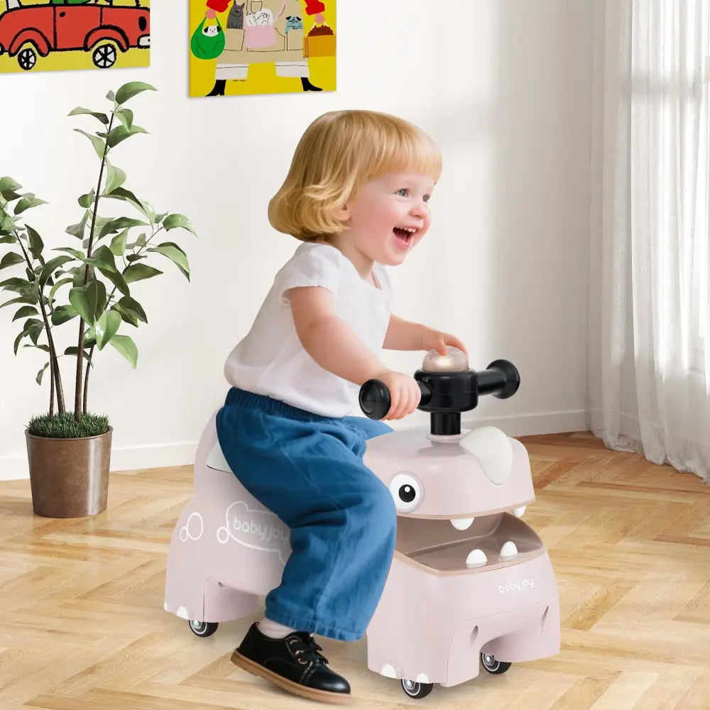 Toddler Ride on Toy Walking Sliding Car with Lights and Music-Pink - Pink - Push & Pedal Ride On Toys