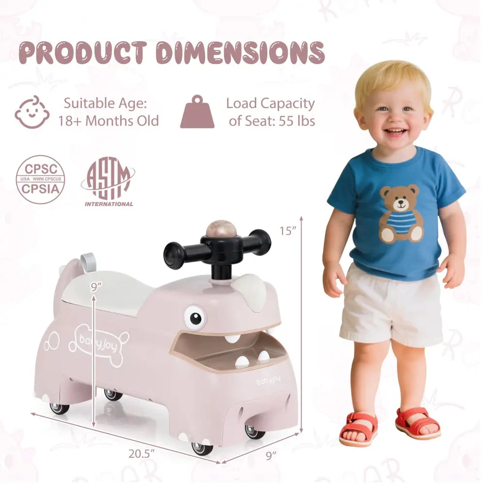 Toddler Ride on Toy Walking Sliding Car with Lights and Music-Pink - Pink - Push & Pedal Ride On Toys