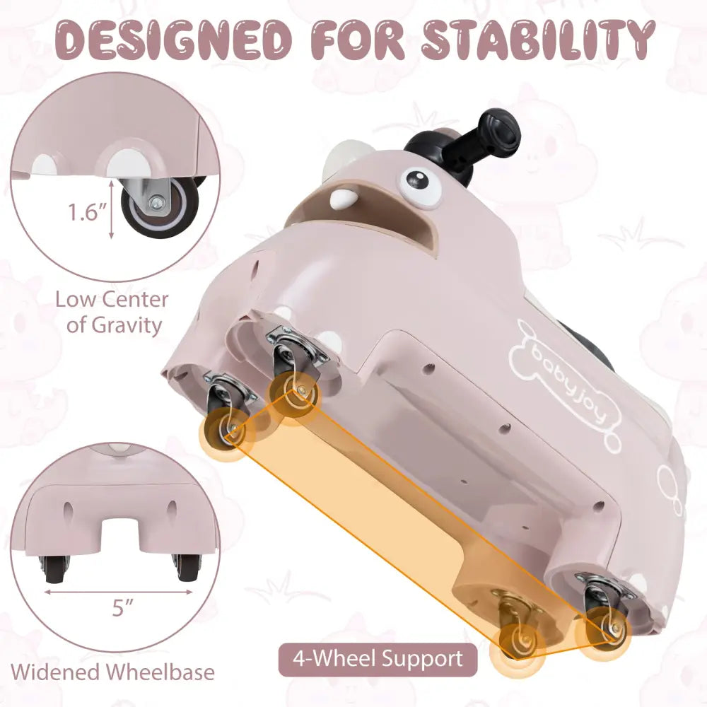 Toddler Ride on Toy Walking Sliding Car with Lights and Music-Pink - Pink - Push & Pedal Ride On Toys