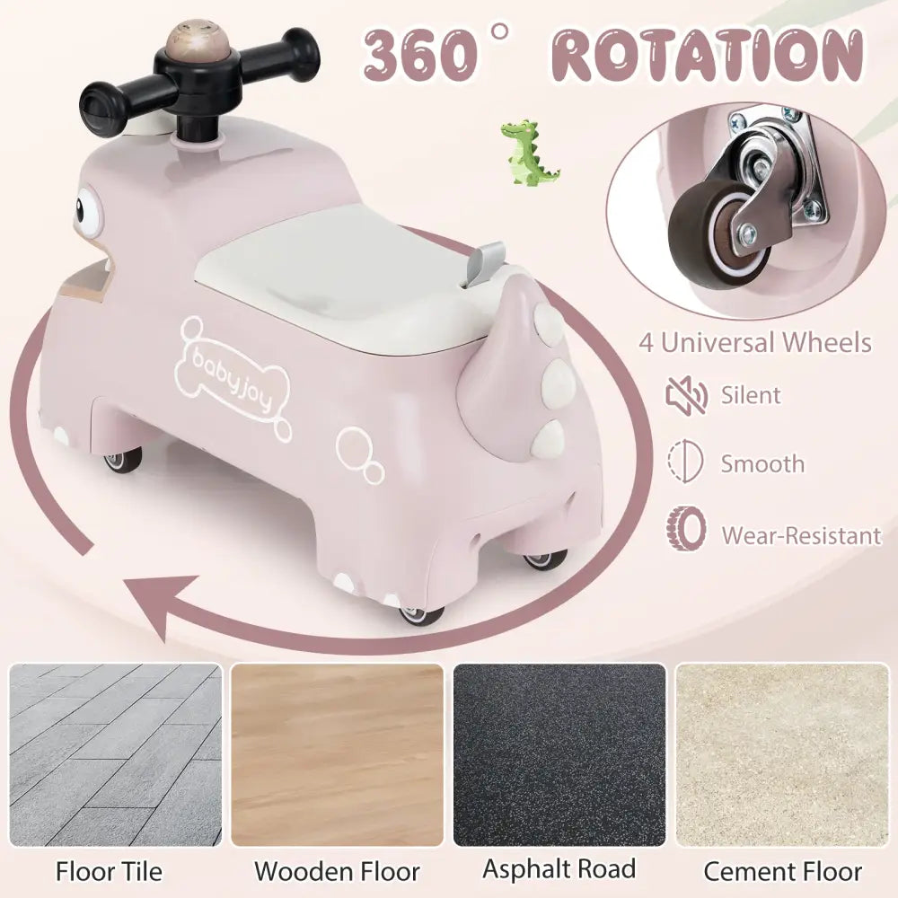 Toddler Ride on Toy Walking Sliding Car with Lights and Music-Pink - Pink - Push & Pedal Ride On Toys