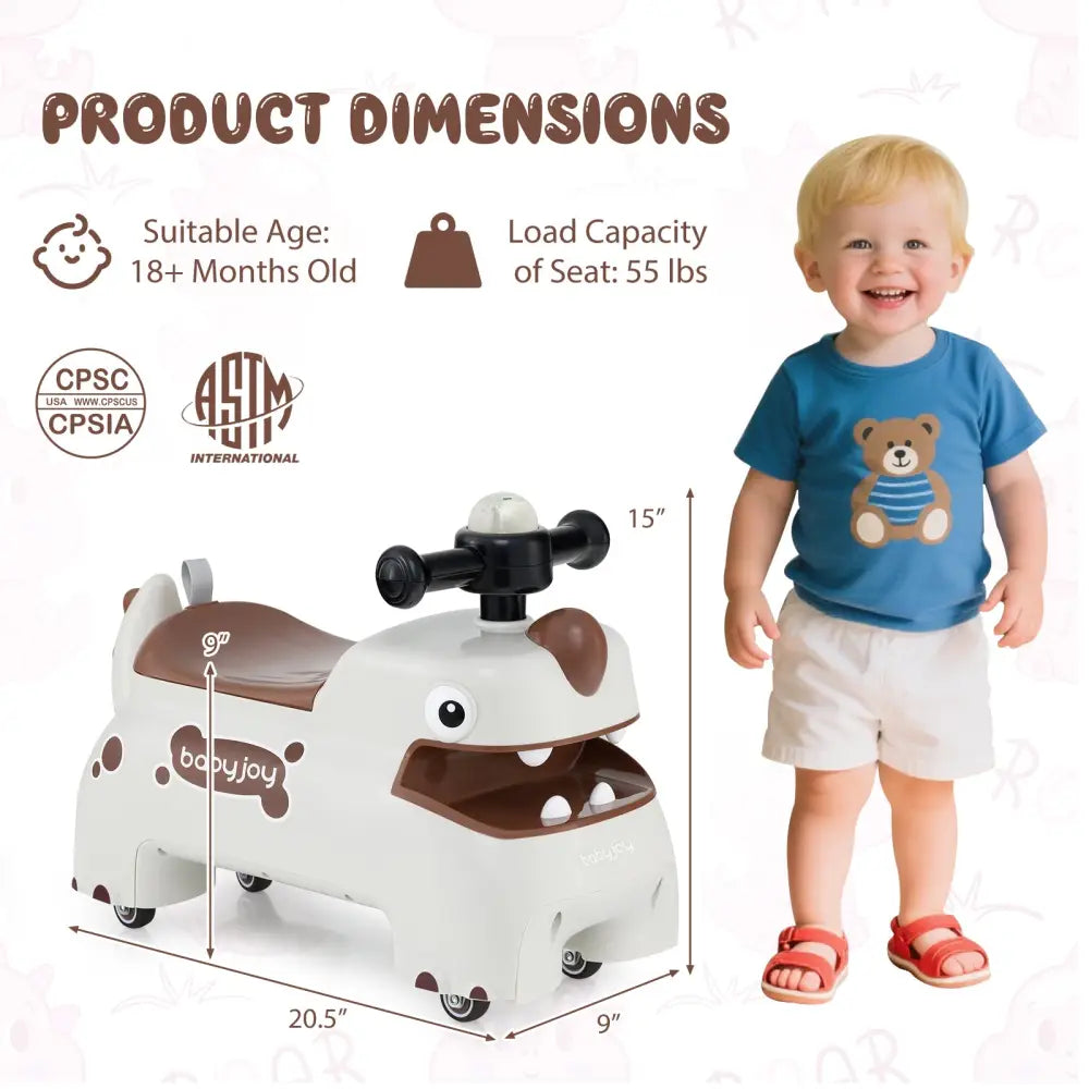 Toddler Ride on Toy Walking Sliding Car with Lights and Music-White - White - Push & Pedal Ride On Toys