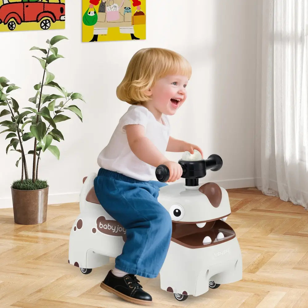 Toddler Ride on Toy Walking Sliding Car with Lights and Music-White - White - Push & Pedal Ride On Toys