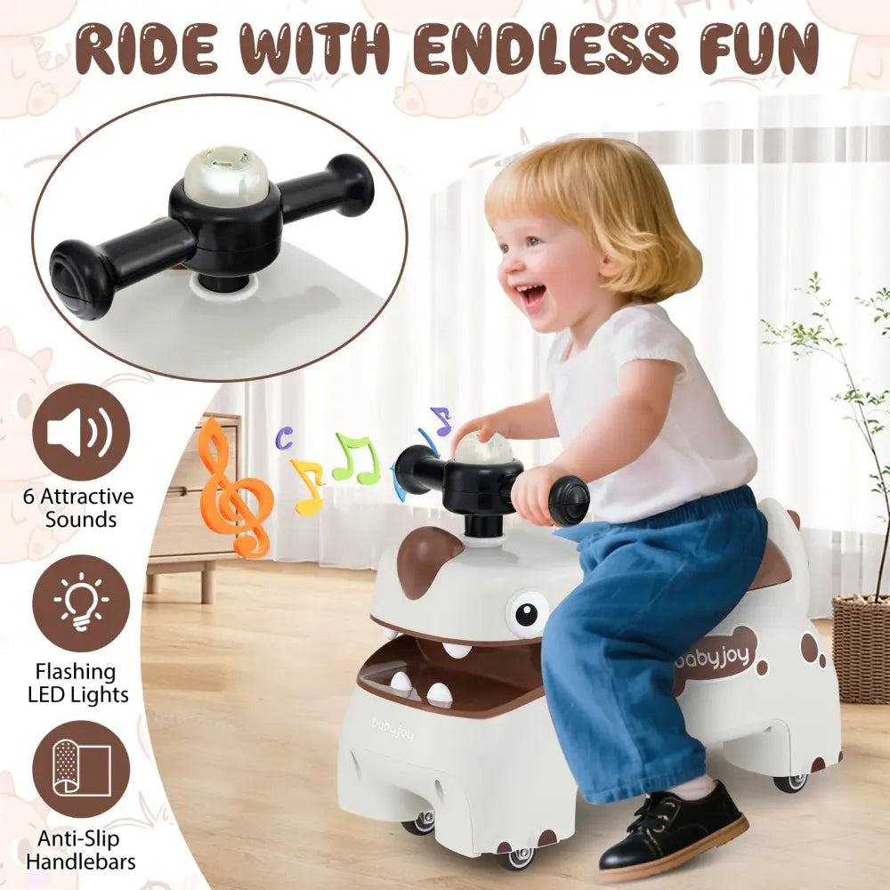 Toddler Ride on Toy Walking Sliding Car with Lights and Music-White - White - Push & Pedal Ride On Toys