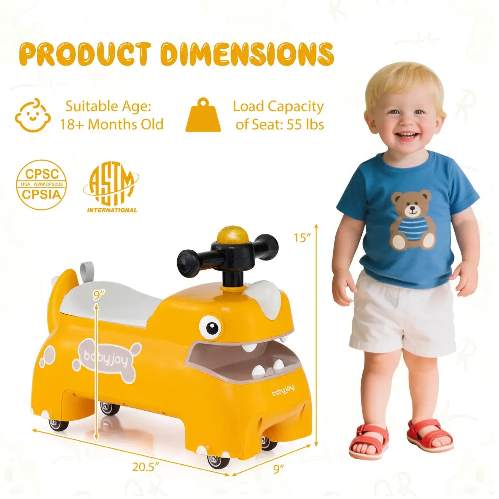 Toddler Ride on Toy Walking Sliding Car with Lights and Music-Yellow - Yellow - Push & Pedal Ride On Toys