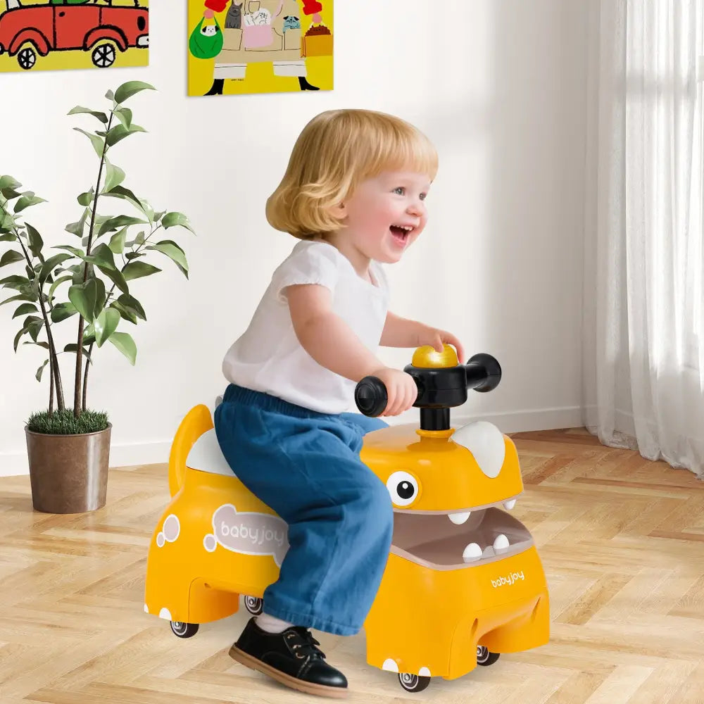 Toddler Ride on Toy Walking Sliding Car with Lights and Music-Yellow - Yellow - Push & Pedal Ride On Toys