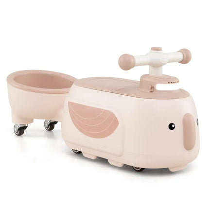 Toddler Ride on Toy with Trailer and Light Music - Beige - Oasis Home Essentials