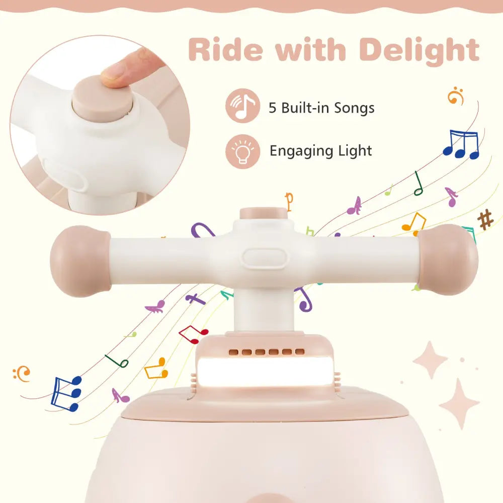 Toddler Ride on Toy with Trailer and Light Music-Beige - Beige - Push & Pedal Ride On Toys