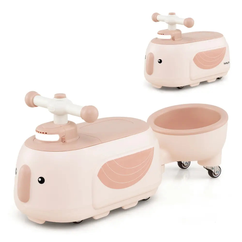 Toddler Ride on Toy with Trailer and Light Music-Beige - Beige - Push & Pedal Ride On Toys