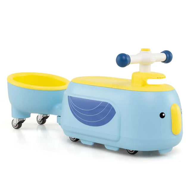 Toddler Ride on Toy with Trailer and Light Music-Blue - Blue - Push & Pedal Ride On Toys