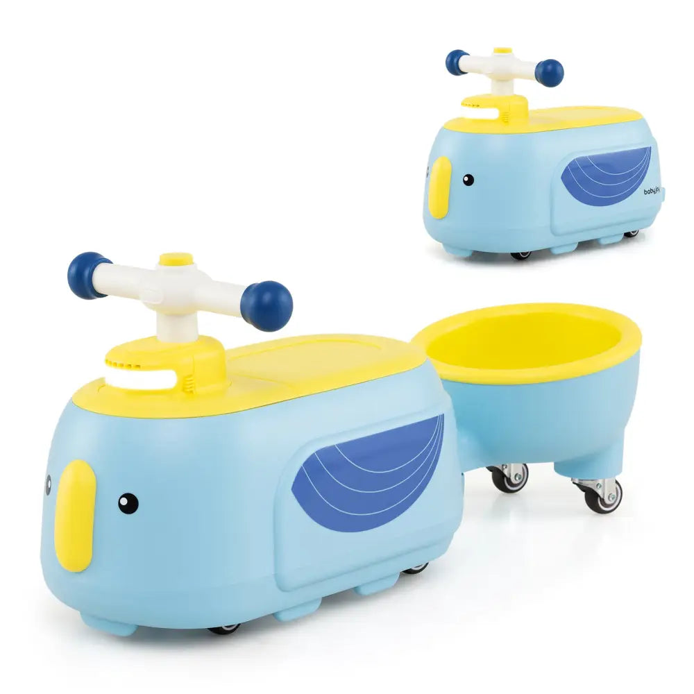 Toddler Ride on Toy with Trailer and Light Music-Blue - Blue - Push & Pedal Ride On Toys