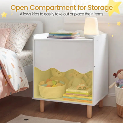 Toddler Scalloped Side Table with Wide Top & Open Compartment-White - White - Kids Storage