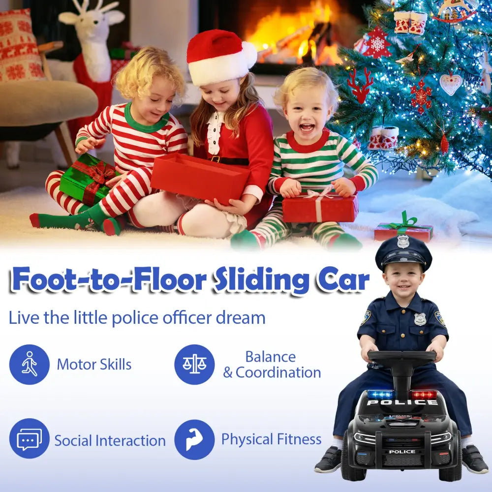 Toddler Sliding Car with Steering Wheel and Under-Seat Storage Push-Black - Black - Push & Pedal Ride On Toys