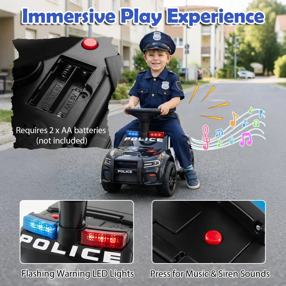 Toddler Sliding Car with Steering Wheel and Under-Seat Storage Push-Black - Black - Push & Pedal Ride On Toys