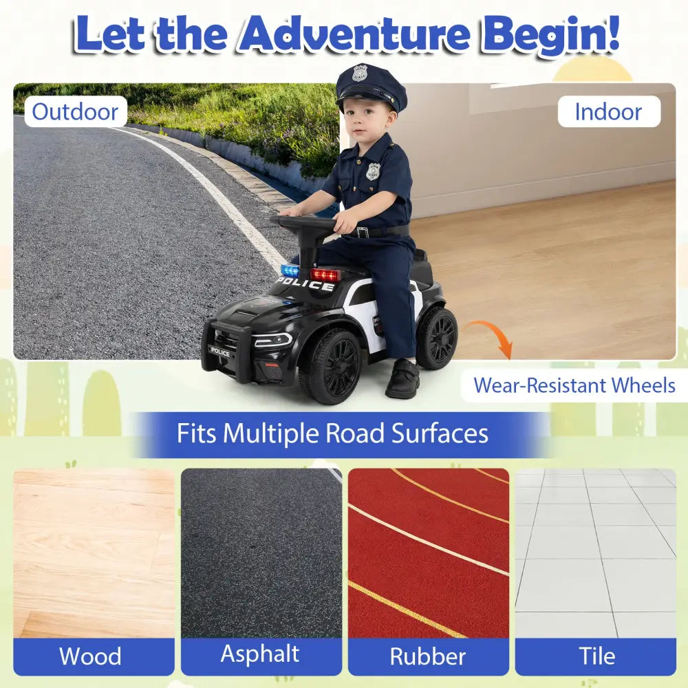 Toddler Sliding Car with Steering Wheel and Under-Seat Storage Push-Black - Black - Push & Pedal Ride On Toys