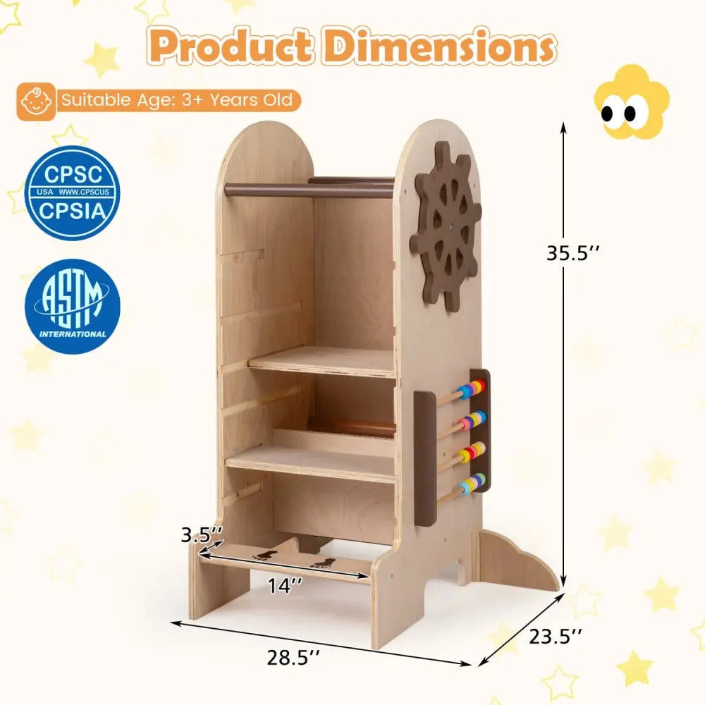 Toddler Standing Tower Kids Step Stool with Adjustable Height Chalkboard and Slide - Toddler & Kids Furniture