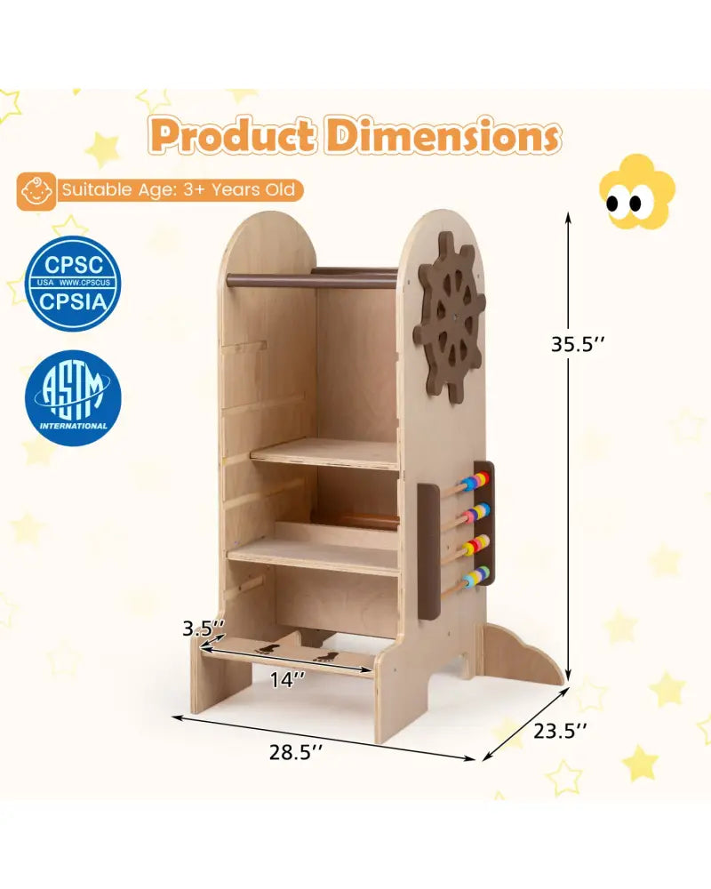 Toddler Standing Tower Kids Step Stool with Adjustable Height Chalkboard and Slide - Toddler & Kids Furniture