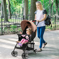 Toddler Travel Stroller for Airplane with Canopy and Adjustable Backrest-Coffee - Brown - Baby Strollers