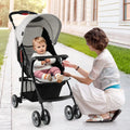 Toddler Travel Stroller for Airplane with Canopy and Adjustable Backrest-Gray - Gray - Baby Strollers