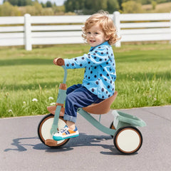 Toddler Tricycle Kids Trike with Adjustable Seat and Basket Aged 3 - 5 Years Old - Green - Oasis Home Essentials