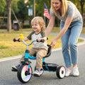 Toddler Tricycle with 3-Position Seat and Storage Basket for Kids-Blue - Blue - Push & Pedal Ride On Toys