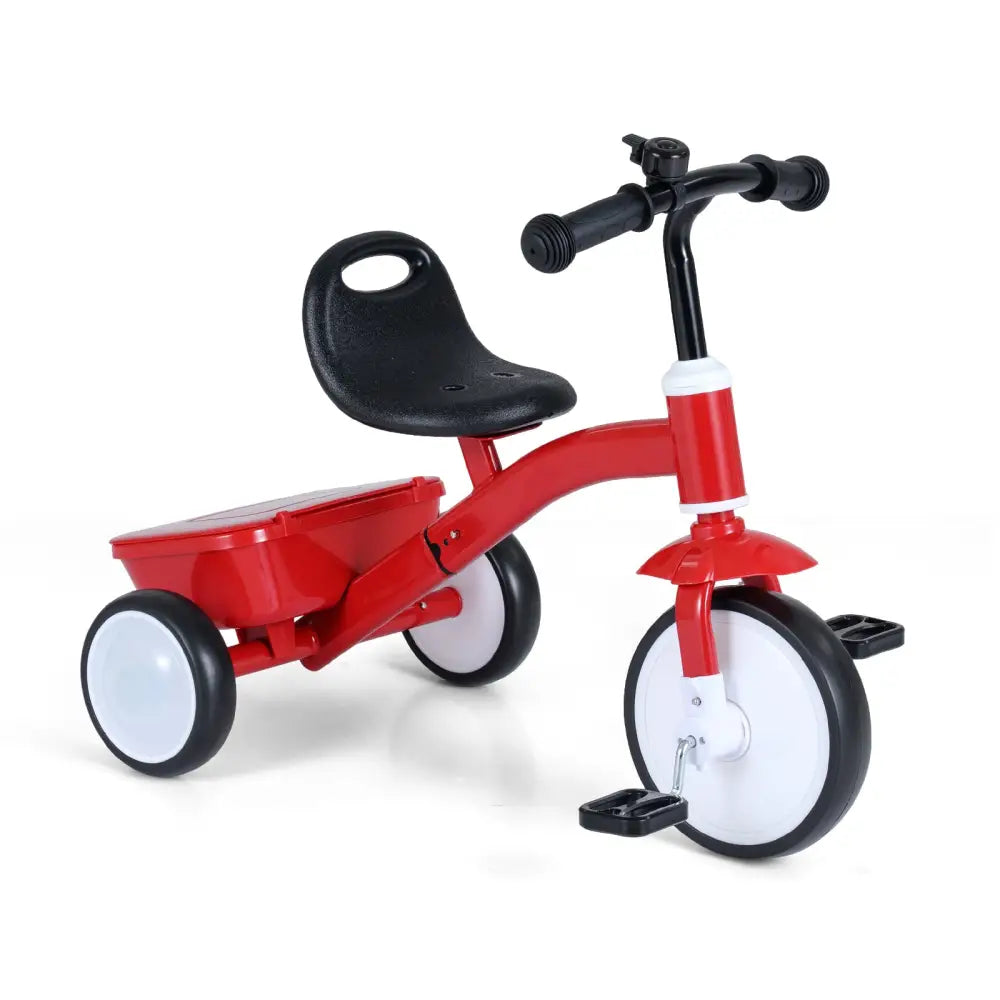 Toddler Tricycle with Glowing Wheels and 4-Level Adjustable Seat - Push & Pedal Ride On Toys