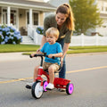 Toddler Tricycle with Glowing Wheels and 4-Level Adjustable Seat - Push & Pedal Ride On Toys
