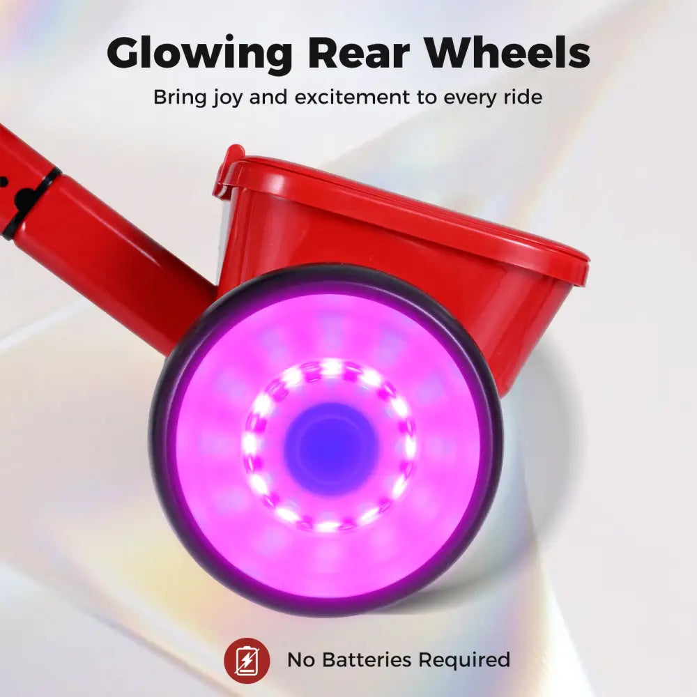 Toddler Tricycle with Glowing Wheels and 4-Level Adjustable Seat - Push & Pedal Ride On Toys