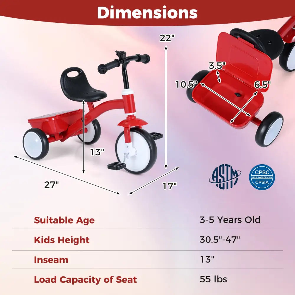 Toddler Tricycle with Glowing Wheels and 4-Level Adjustable Seat - Push & Pedal Ride On Toys