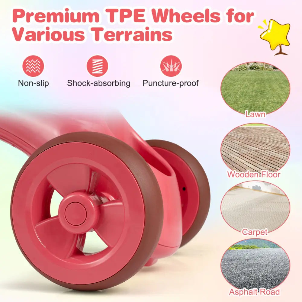 Toddler Tricycle with Limited Steering with Front Baskets and Bell-Pink - Pink - Push & Pedal Ride On Toys