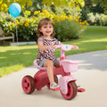 Toddler Tricycle with Limited Steering with Front Baskets and Bell-Pink - Pink - Push & Pedal Ride On Toys