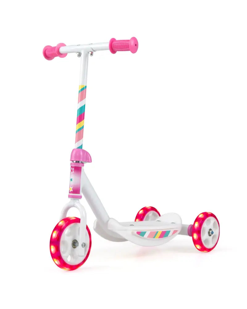 Toddlers Kick Scooter with LED Light-Up Wheels and Wide Anti-Slip Deck for Boys and Girls-Pink - Pink - Scooters