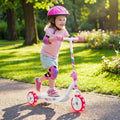 Toddlers Kick Scooter with LED Light-Up Wheels and Wide Anti-Slip Deck for Boys and Girls-Pink - Pink - Scooters