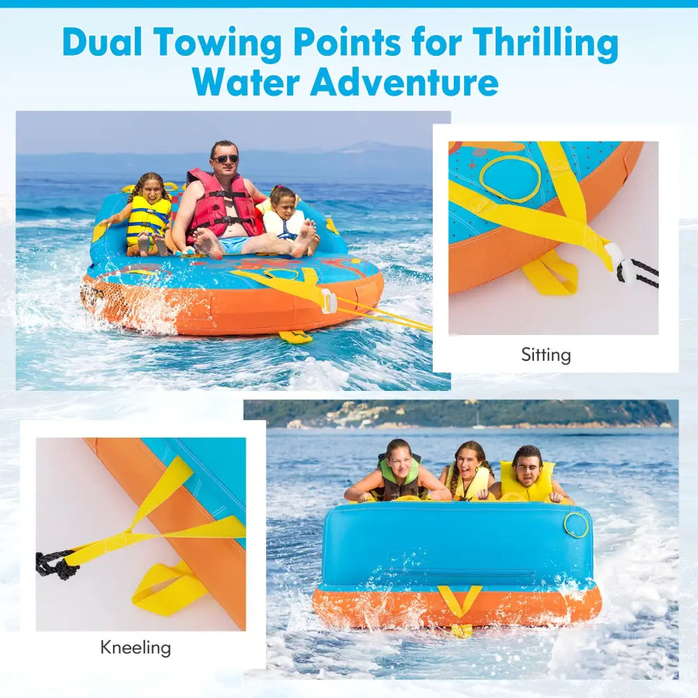 Towable Tube for Boating 3 Riders Water Sport Towables Sofa Pull Tube with Nylon Cover - Blue - Water Sports