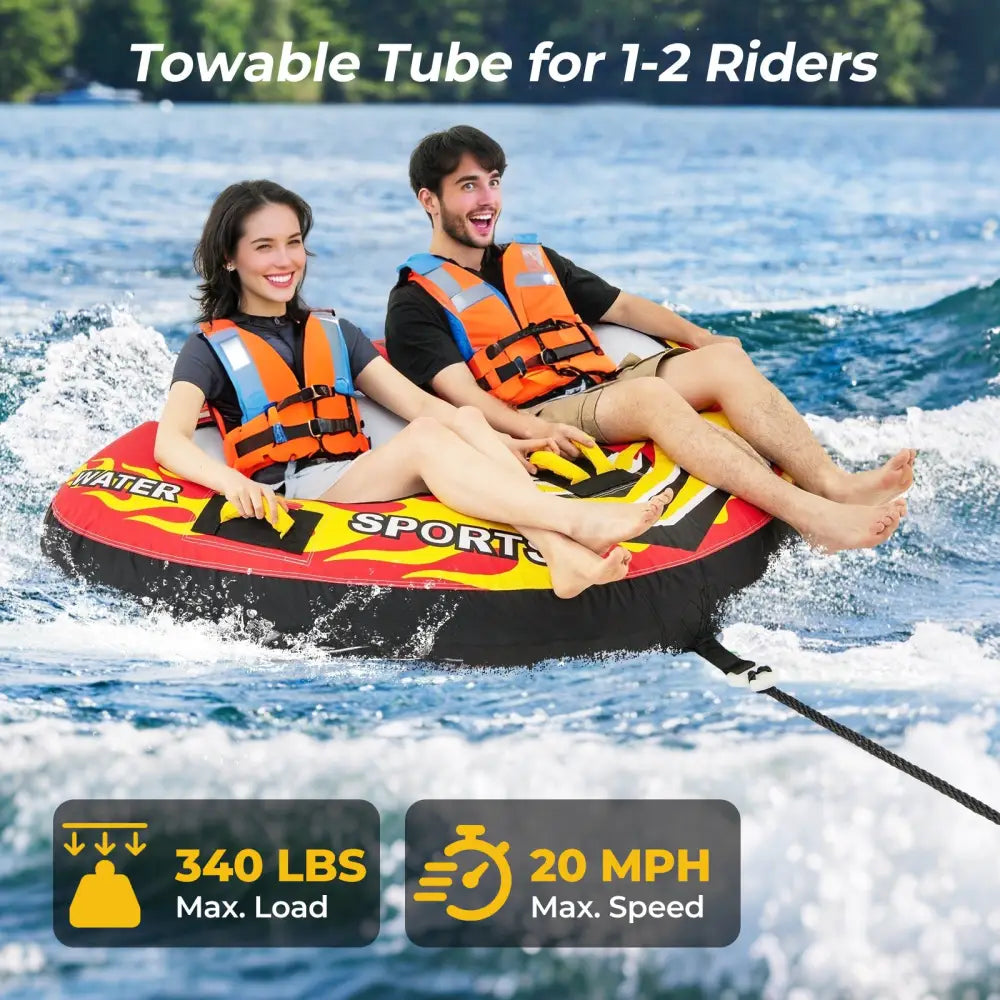 Towable Tube with Quick Connector and Drainage for Boating - Water Sports