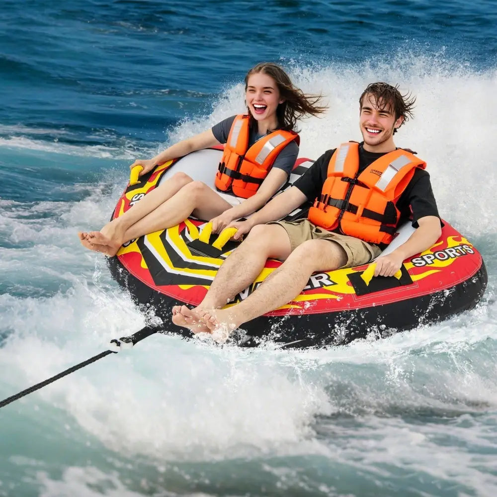 Towable Tube with Quick Connector and Drainage for Boating - Water Sports