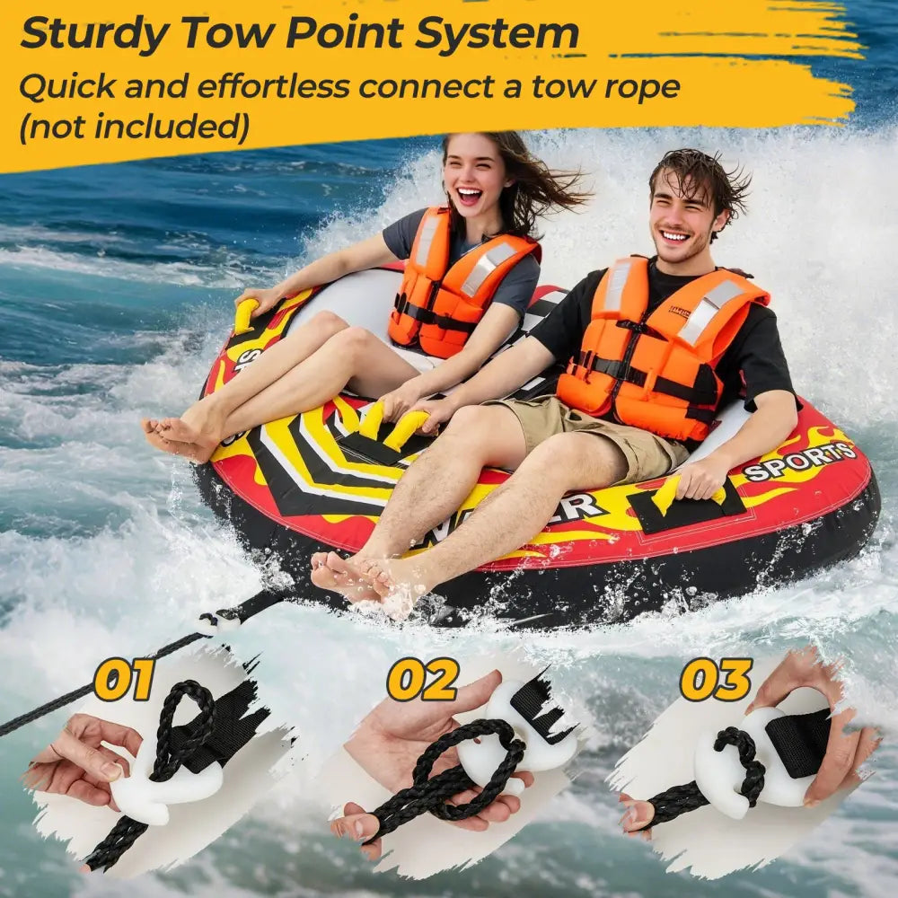 Towable Tube with Quick Connector and Drainage for Boating - Water Sports