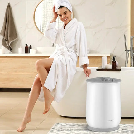 Towel Warmer Bucket with Auto Shut Off for Bathroom-Gray Costway