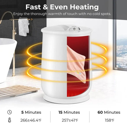 Towel Warmer Bucket with Auto Shut Off for Bathroom-White Costway