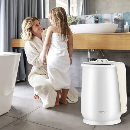 Towel Warmer Bucket with Auto Shut Off for Bathroom-White Costway