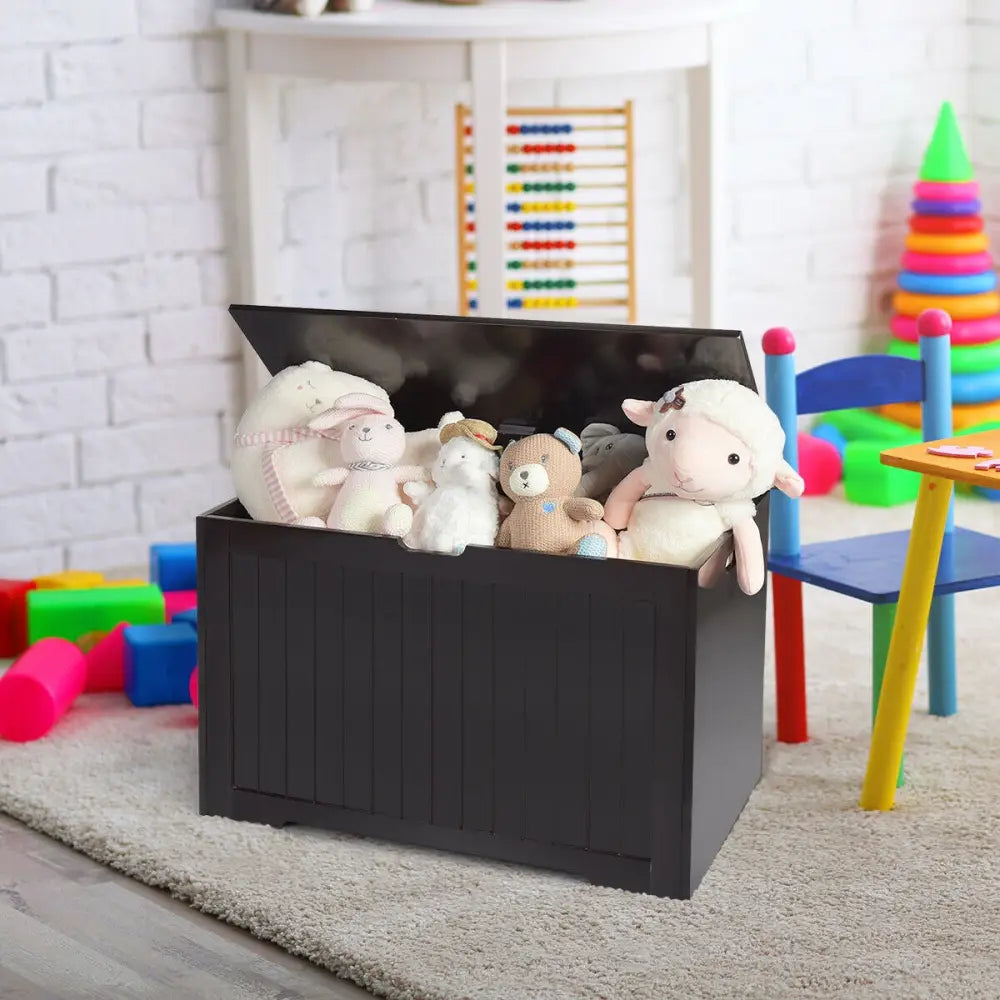 Toy Box Wooden Toy Organizer with Flip-Top Lid-Brown - Brown - Kids Storage