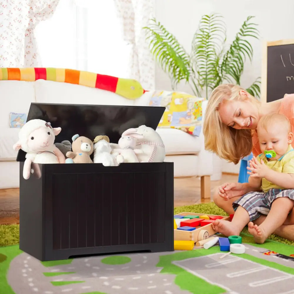 Toy Box Wooden Toy Organizer with Flip-Top Lid-Brown - Brown - Kids Storage